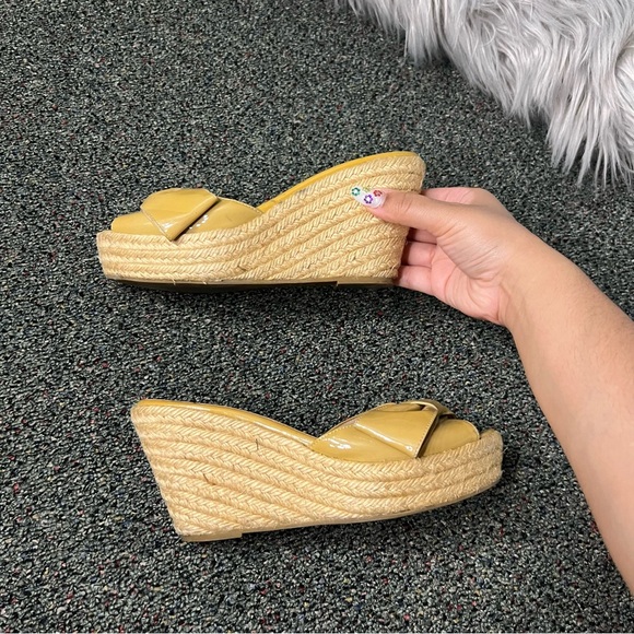 VALENTINO Mustard Yellow Bow Espadrilles Wedge Sandal Platform Shoe US 6.5 EU 37 - Picture 12 of 16
